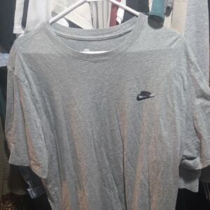 Nike Gray Short Sleeve Tee with Iconic Swoosh - XL